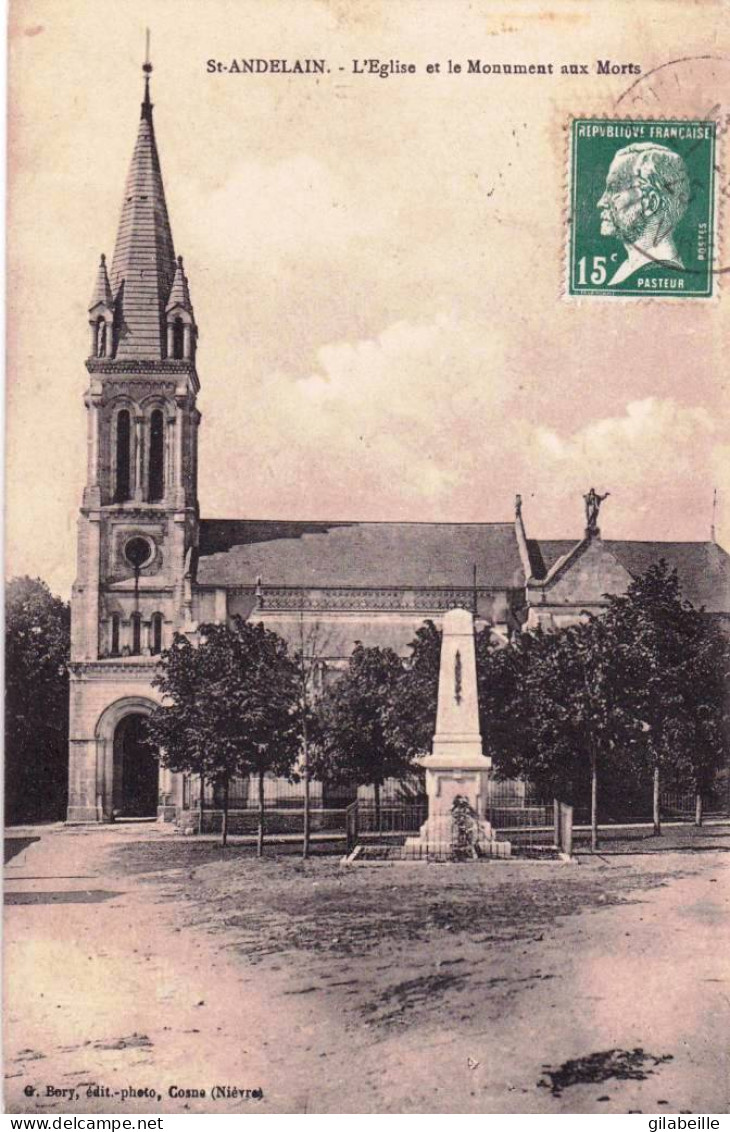 58 - Nievre - SAINT ANDELAIN - L église Et Le Monument Aux Morts - Autres & Non Classés