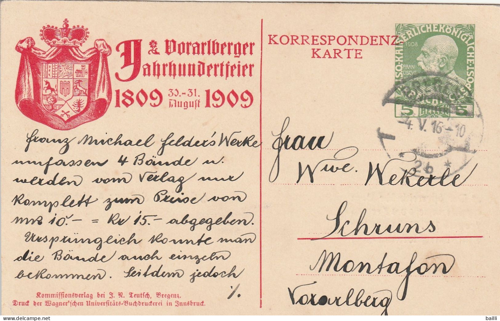 Autriche Entier Postal Illustré Bregenz 1916 - Cartes Postales