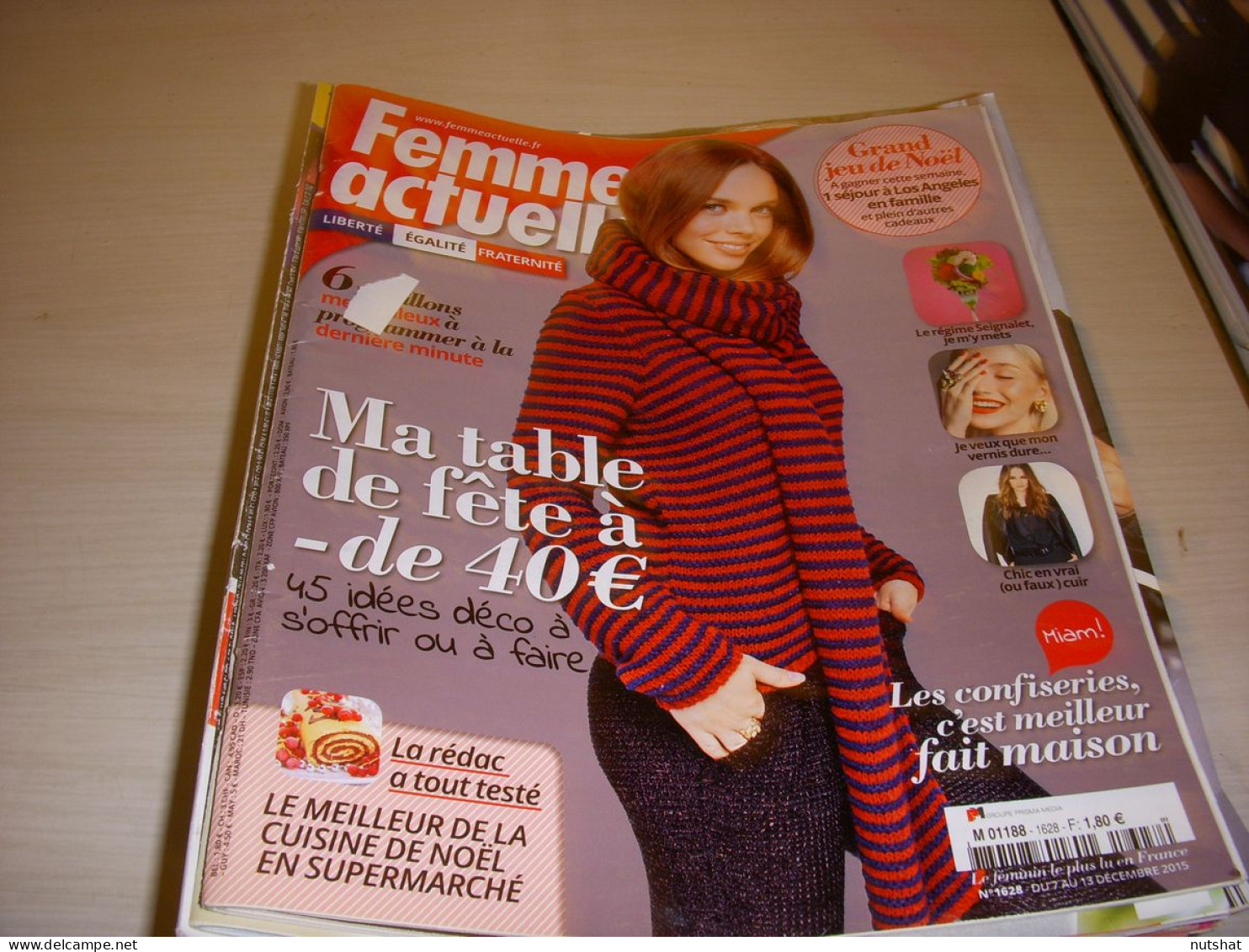 FEMME ACTUELLE 1628 12.2015 Ch GOYA Angelina JOLIE CINEMA BACK HOME TABLE NOEL - Gente