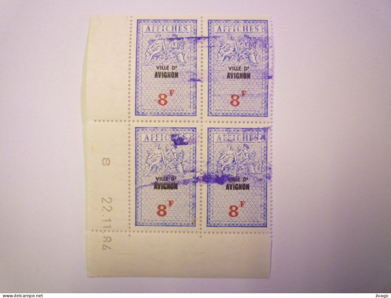 2024 - 1489  TIMBRES FISCAUX ANNULES AFFICHES De La VILLE D'AVIGNON Avec COIN DATE   XXX - Timbres