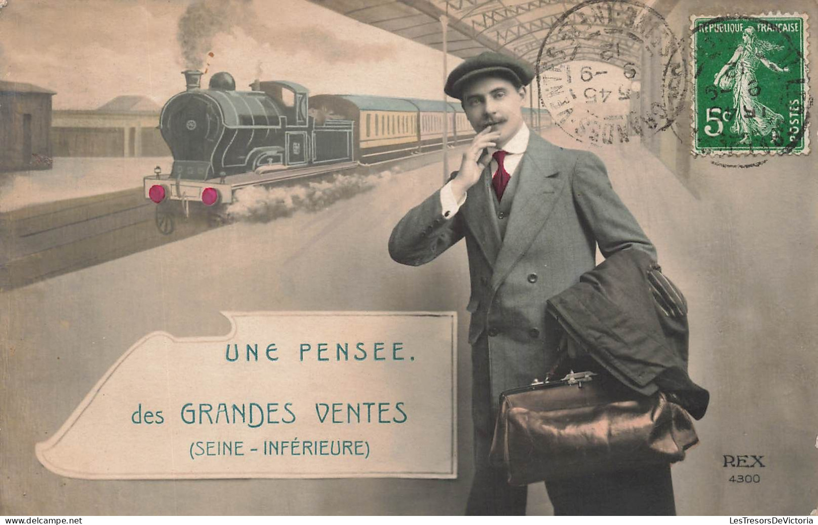 FANTAISIES - Une Pensée - Des Grandes Ventes - Colorisé - Carte Postale Ancienne - Hombres