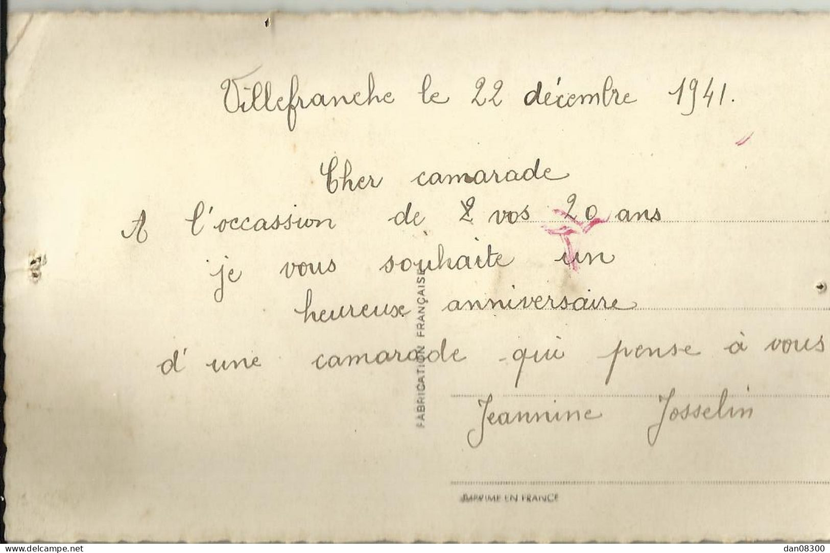 DECOUPIS UN COUPLE UNE FLEUR EN TISSU ET UN FER A CHEVAL EN CARTON ARGENTE LE TOUT COLLE SUR UNE CARTE POSTALE - Sonstige & Ohne Zuordnung