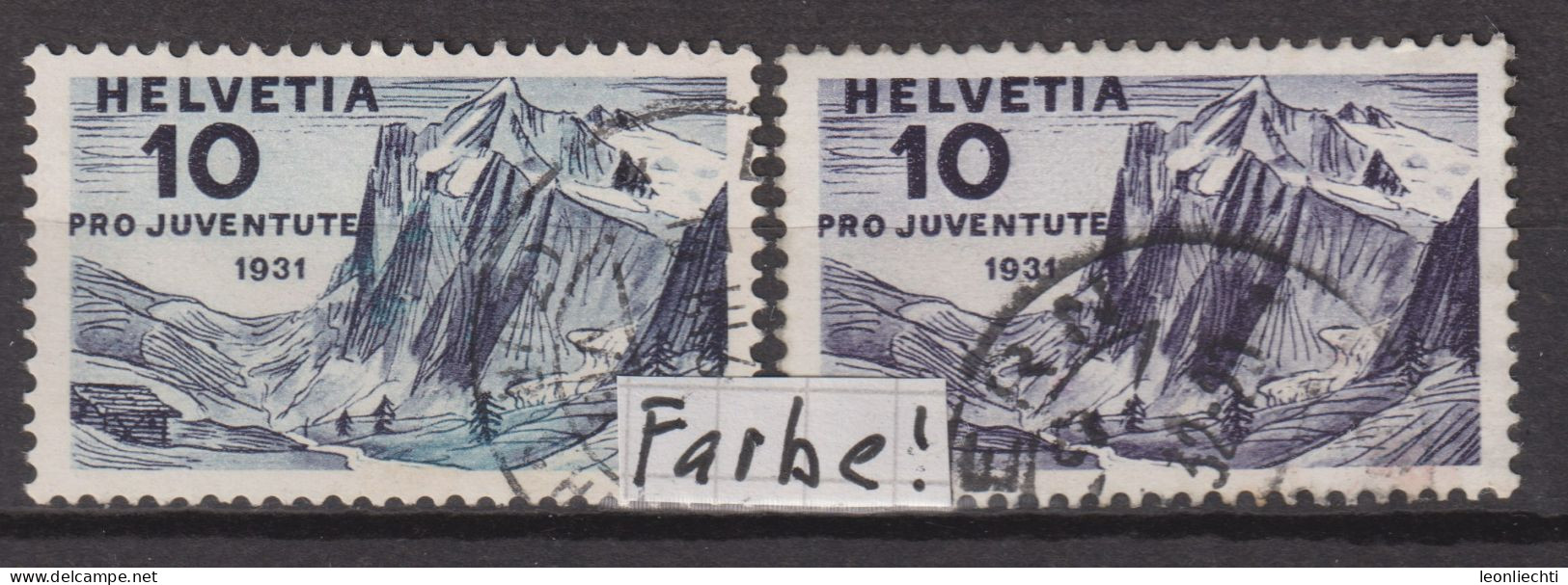 1931 Schweiz / Pro Juventute ° Zum:CH J58, Mi:CH 247, Yt:CH 251, Wetterhorn (Verschiedene Farbe) - Oblitérés