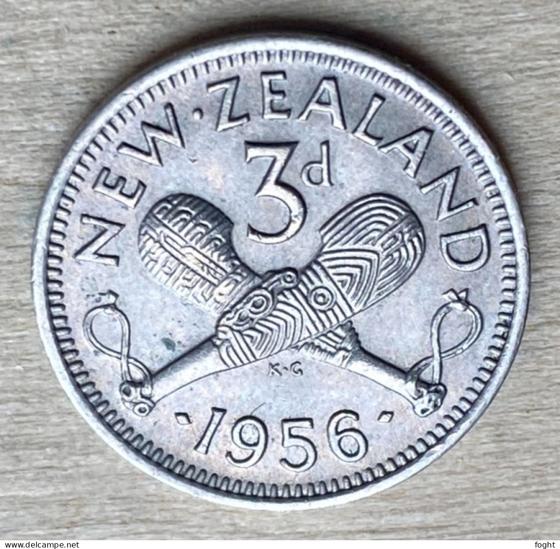 1956 New Zealand Coin 3 Pence,KM#25.2,7258 - Nueva Zelanda