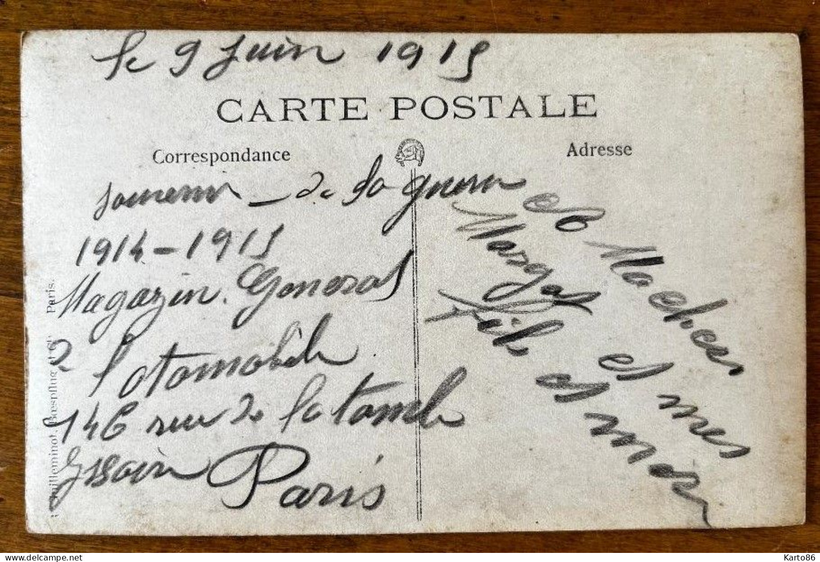 Paris 14ème * Carte Photo * Magasin GONERAT Automobiles 146 Rue De La Tombe Issoire * Souvenir De La Guerre 1914/15 - Arrondissement: 14