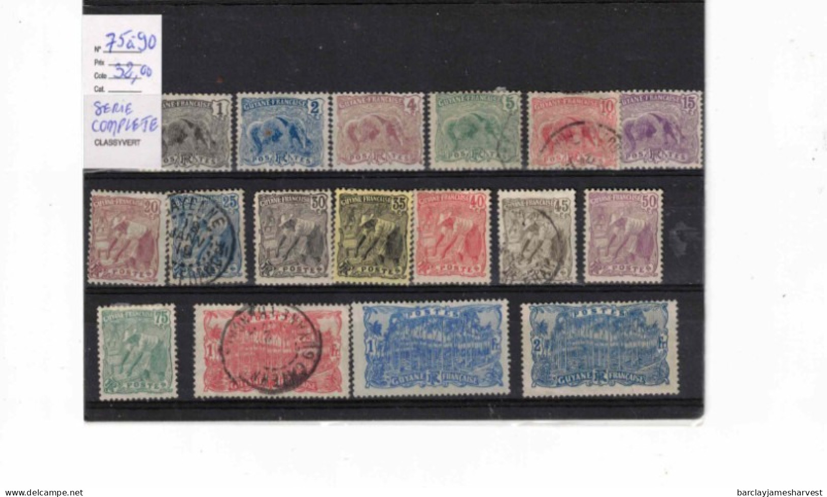 Timbres Des Colonies, Guyanes En Série Complètes 75 à 90 Neuf* Et TC Cote 32.00 Euros - Usati