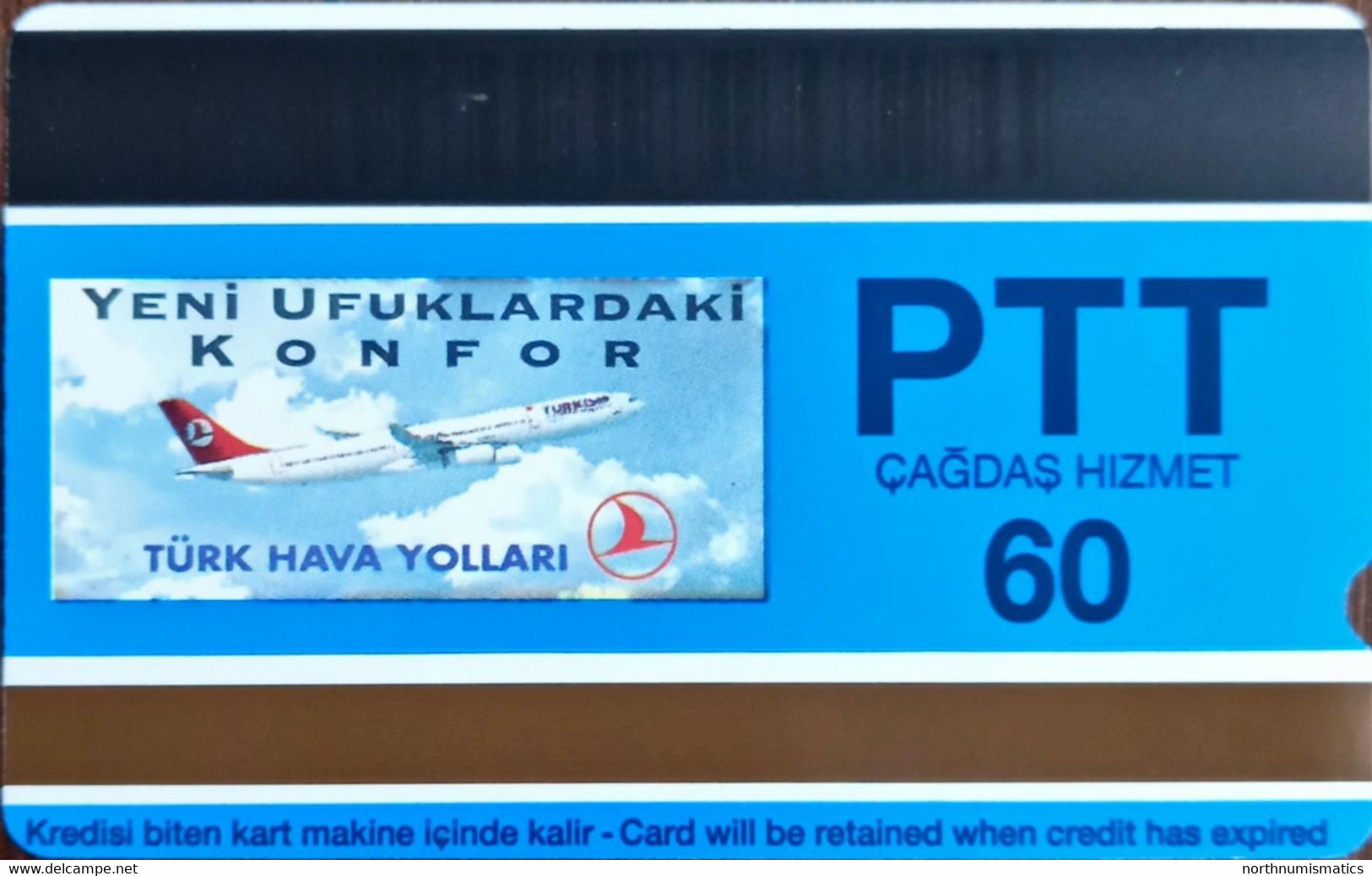 Turkey Phonecards THY Aircafts Airbus 340 PTT 60 Units Unc - Collections