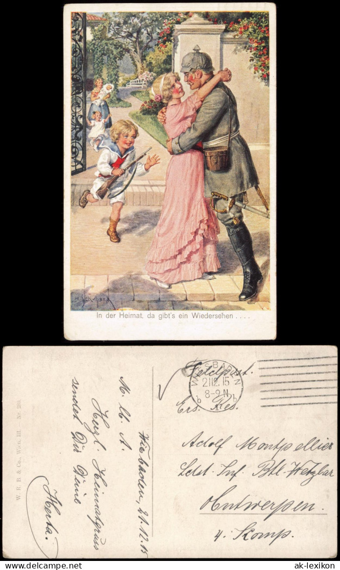 Ansichtskarte  Feldpostkarte 1. WK (Wiedersehen In Der Heimat) 1915   Feldpost - War 1914-18