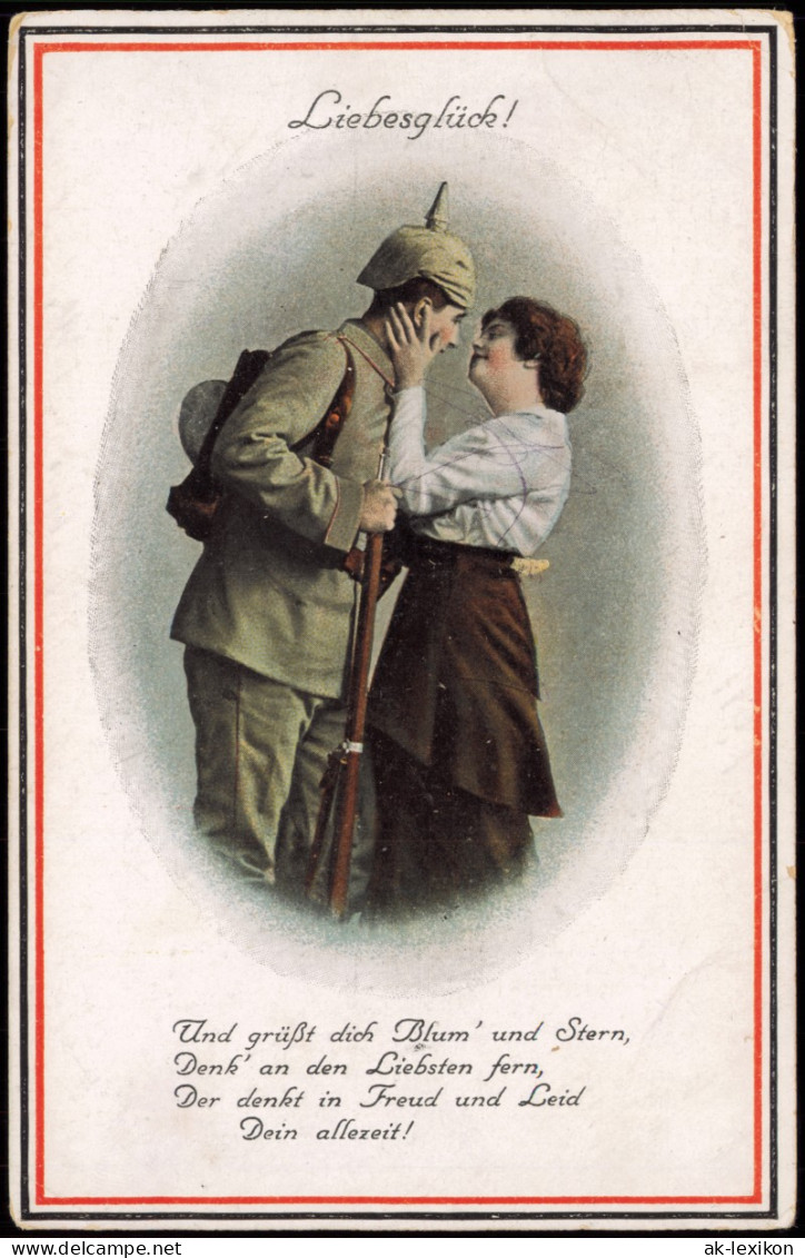 1. Weltkrieg (Liebesglück, Soldat Mit Frau) 1917   Feldpost Gelaufen - Weltkrieg 1914-18