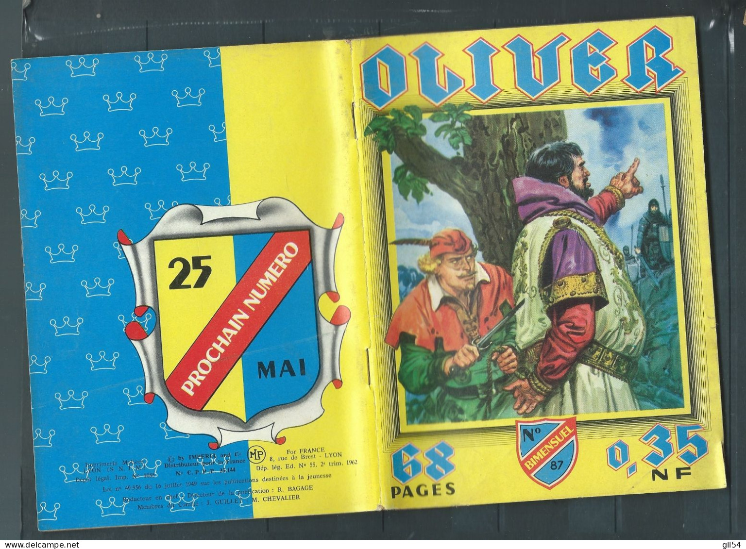 Bd "Oliver  " Bimensuel N° 87 "  Oliver Et L'oiseleur "      , DL N°55 2è Tri. 1962 - BE- RAP 0503 - Small Size
