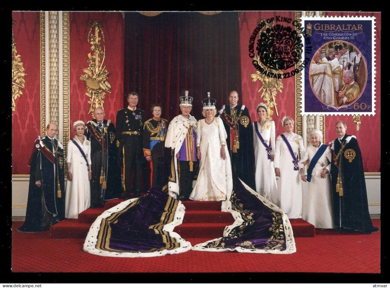 GIBRALTAR (2023) Carte Maximum Card - Members Or Royal Family Buckingham Palace, King Charles III Coronation Day - Gibilterra