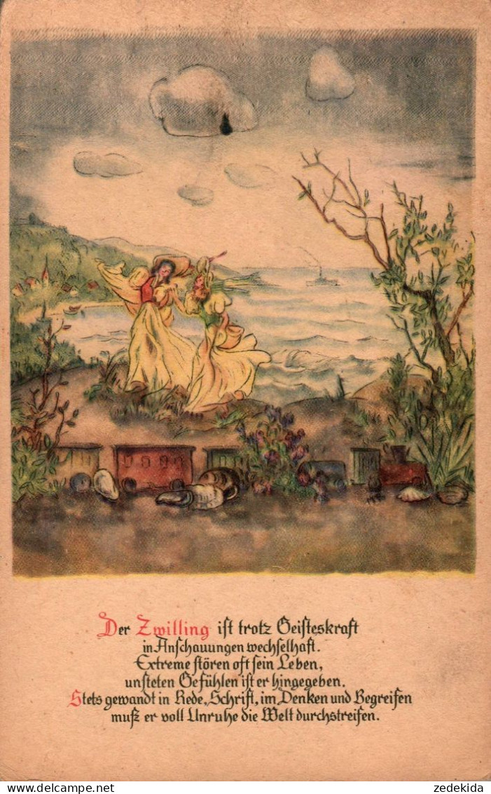 H1325 - Zwilling - M.M. Rohland Leipzig Künstlerkarte - Verlag Walter Emmrich - Astrologie - Sterrenkunde
