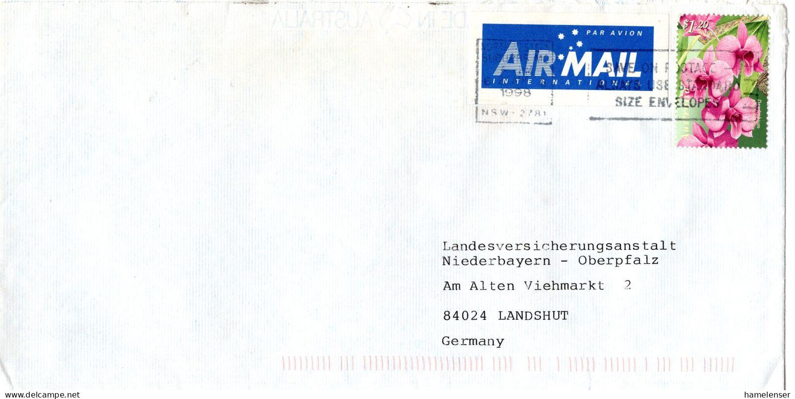 L77504 - Australien - 1998 - $1,20 Orchideen EF A LpBf SOUTH WESTERN SUBURBS MC -> Deutschland - Orchideeën