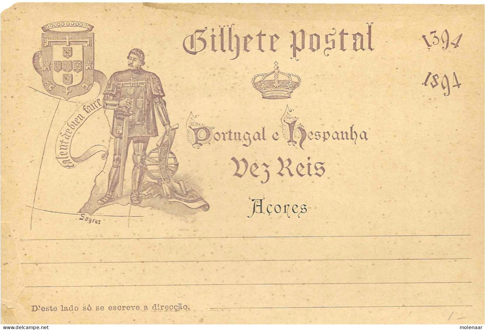 Postzegels > Europa > Portugal > Postwaardestukken Briefkaart Vez Reis Bruin (16853) - Interi Postali