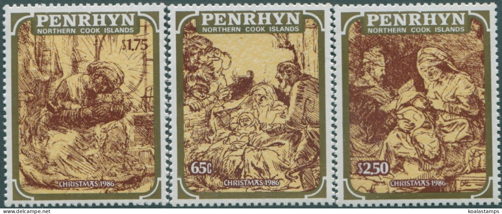 Cook Islands Penrhyn 1986 SG404-406 Christmas Engravings Set MNH - Penrhyn