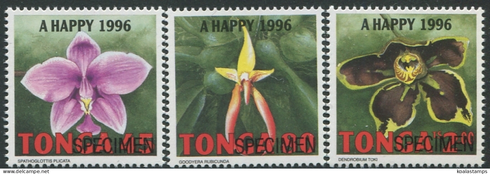 Tonga 1995 SG1331-1335 A Happy 1996 Flowers SPECIMEN (3) MNH - Tonga (1970-...)