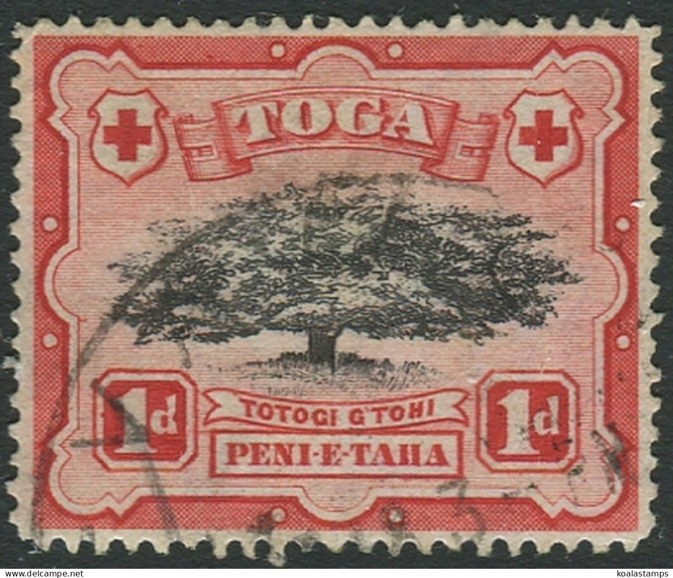Tonga 1942 SG75 1d Ovava Tree Wmk Mult Script CA FU - Tonga (1970-...)