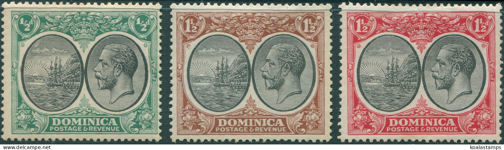 Dominica 1923 SG71-75 KGV Galleon (3) MH - Dominique (1978-...)