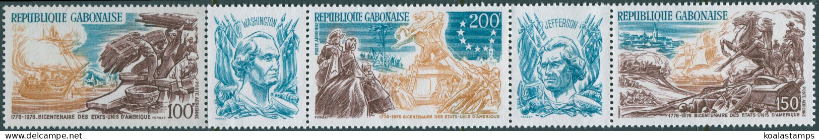 Gabon 1976 SG578-580 American Revolution Strip MNH - Gabon (1960-...)