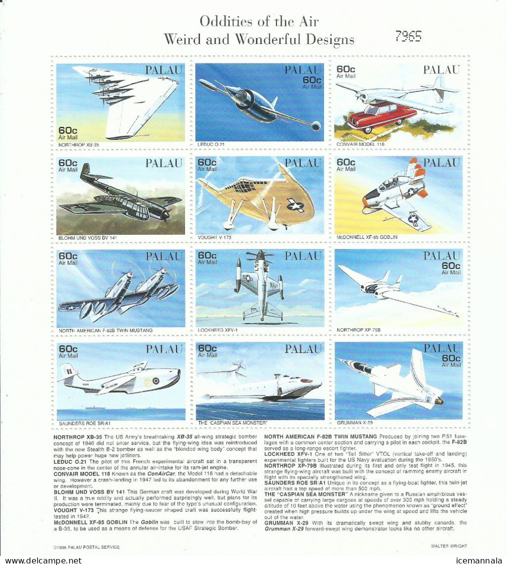 PALAU  YVERT   AEREO  65/76   MNH  ** - Airplanes