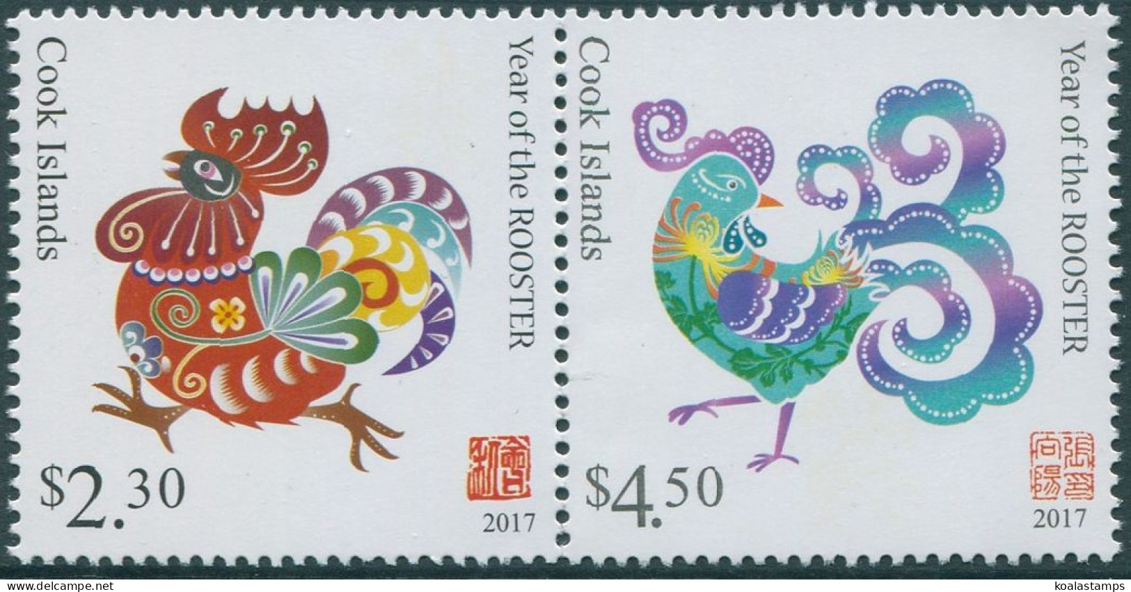 Cook Islands 2016 SG1907-1908 Year Of The Rooster Set MNH - Islas Cook