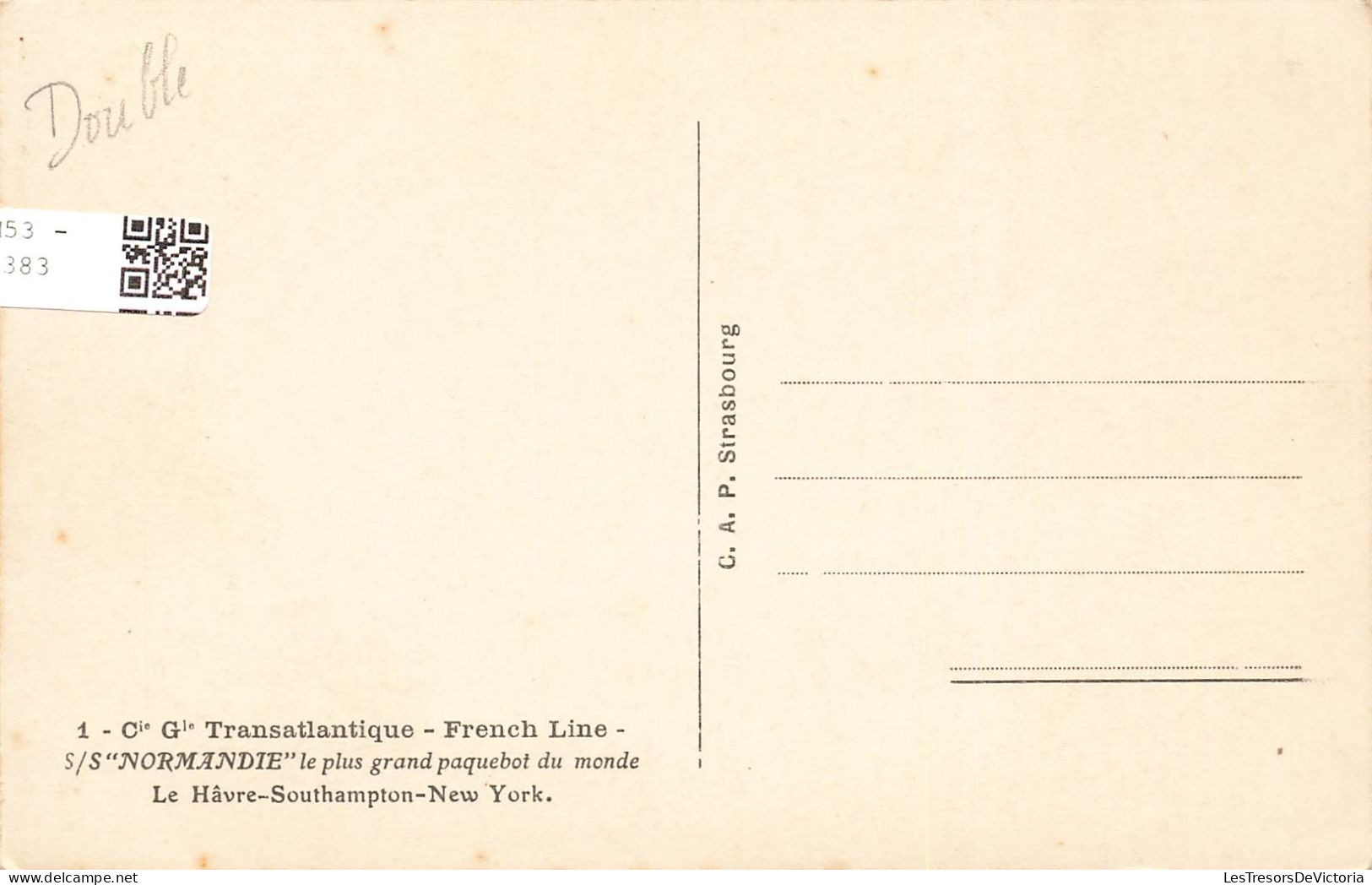 TRANSPORTS - Bateaux - Paquebots - Gie Gle Transatlantique - French Line - S/s Normandie - Carte Postale Ancienne - Steamers