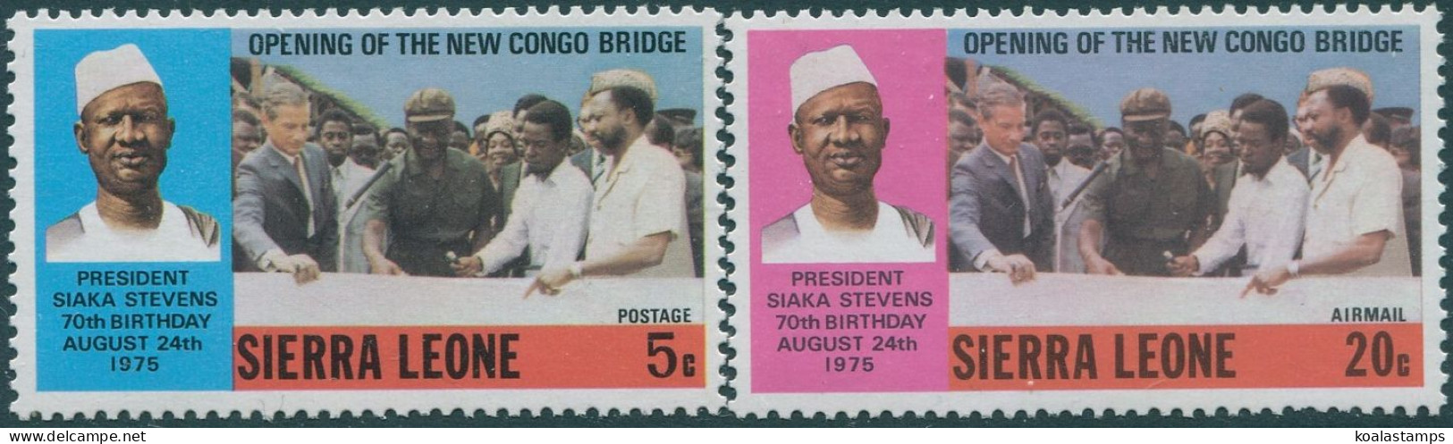 Sierra Leone 1975 SG592-593 Bridge Opening Set MNH - Sierra Leona (1961-...)