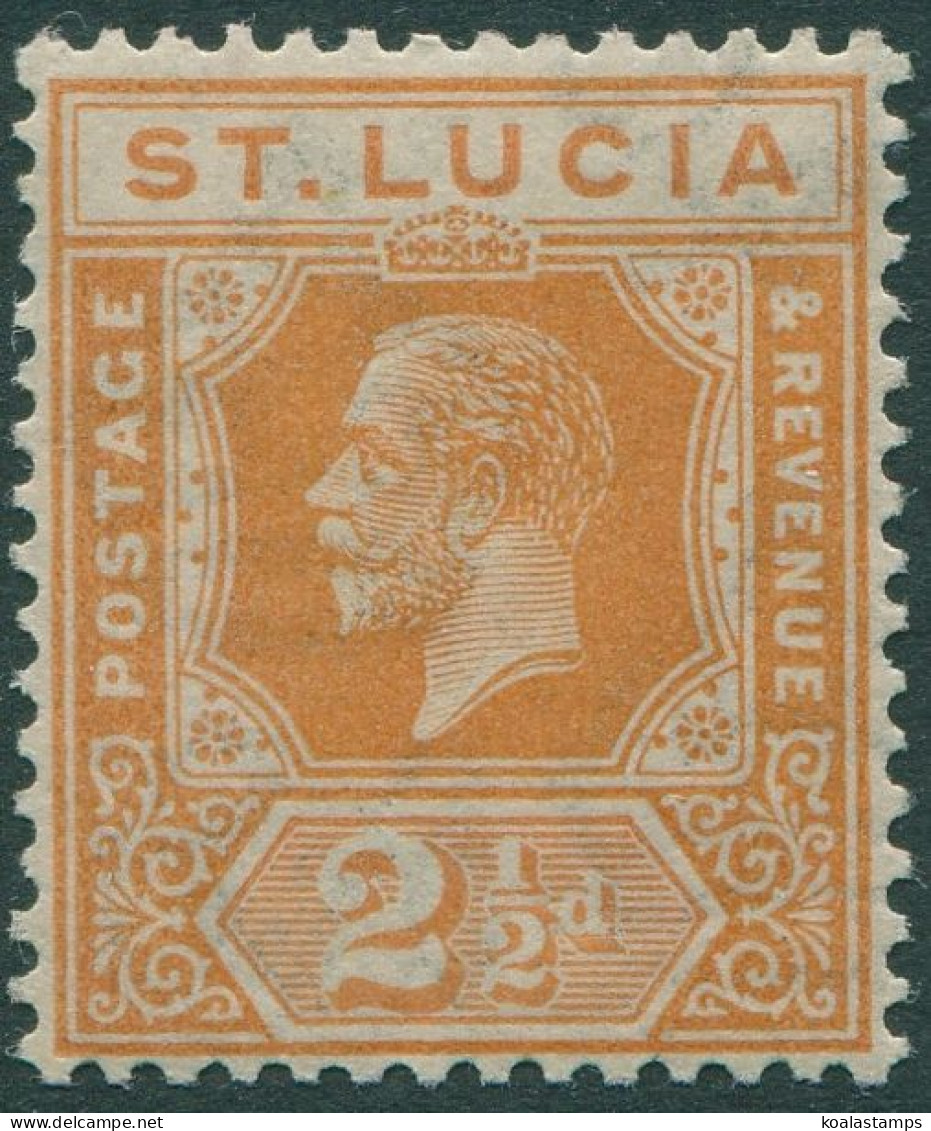 St Lucia 1912 SG97 2½d Orange KGV MLH - St.Lucie (1979-...)