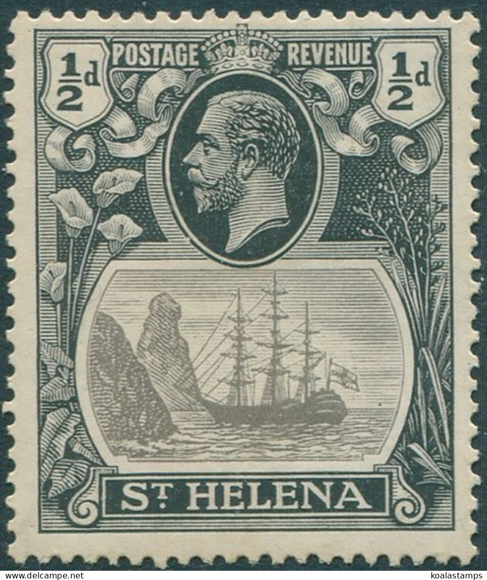 St Helena 1922 SG97 ½d Grey And Black KGV Ship MH - Isola Di Sant'Elena