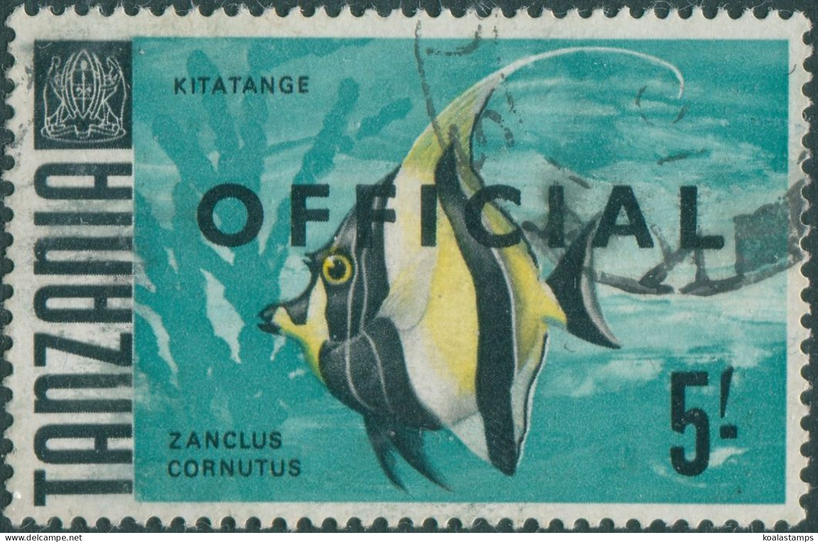 Tanzania Official 1967 SGO27 5/- Moorish Idol Fish FU - Tanzania (1964-...)