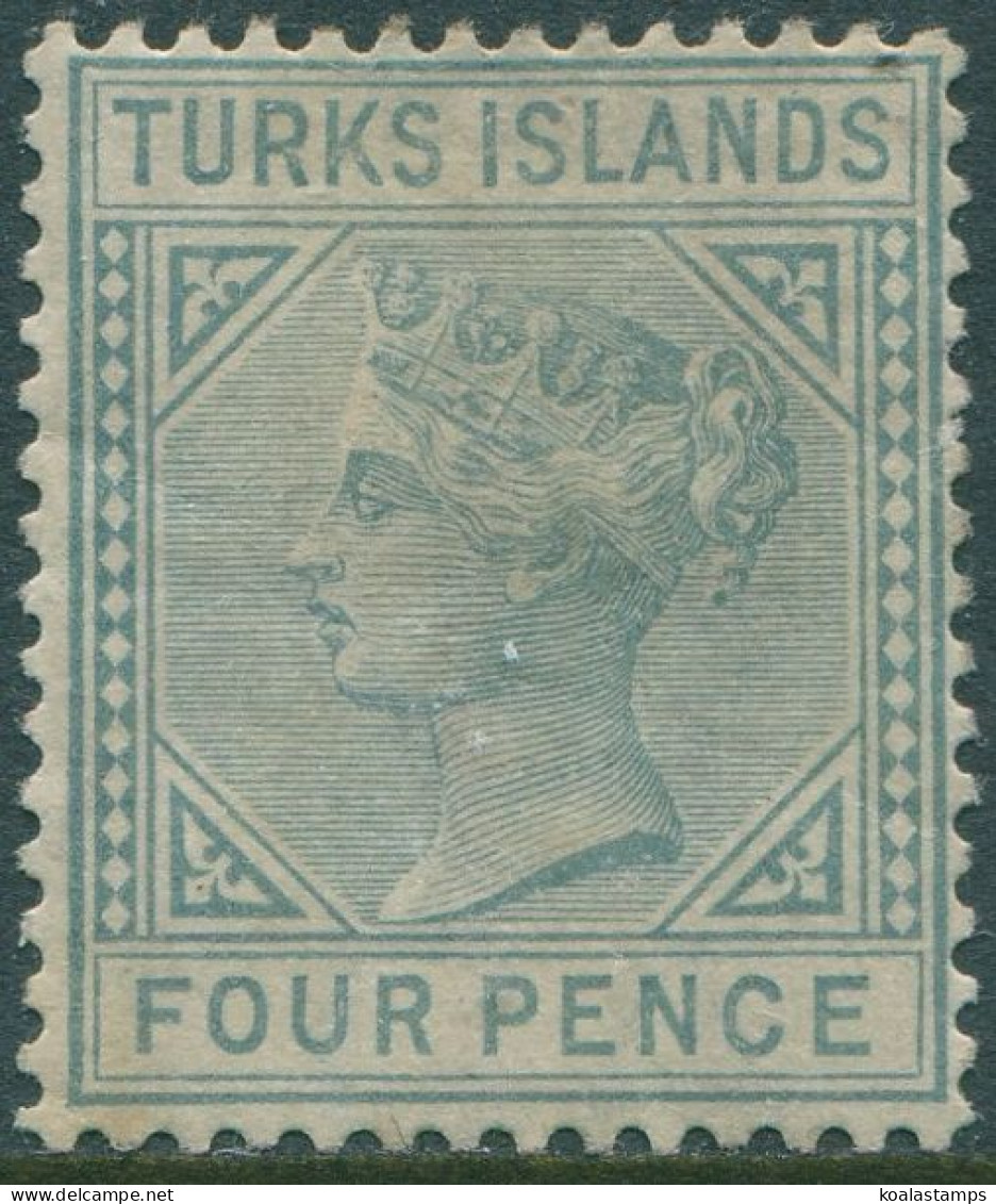 Turks Islands 1881 SG50 4d Blue QV MNG - Turks And Caicos