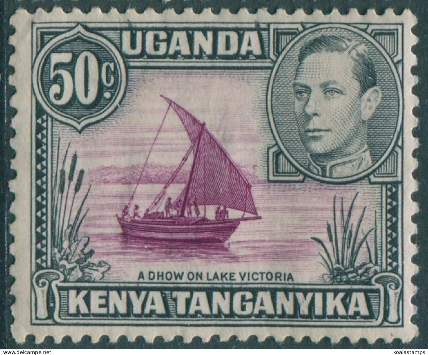 Kenya Uganda And Tanganyika 1938 SG144 50c Black And Purple KGVI Dhow P13x11¾ MH - Kenya, Uganda & Tanganyika