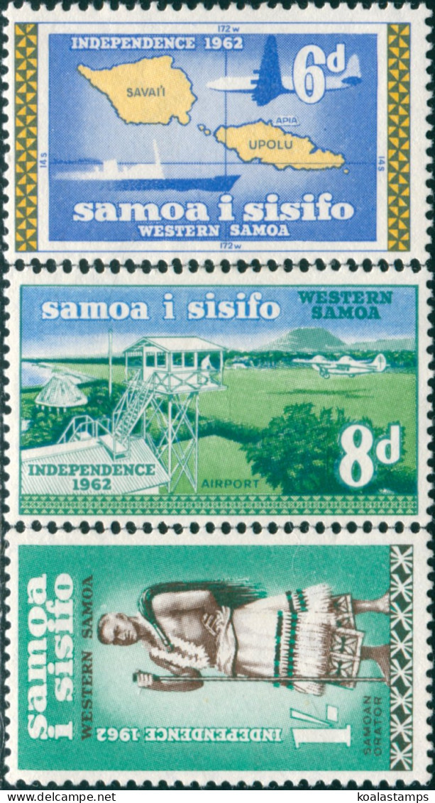 Samoa 1962 SG243-245 Map Airport Orator MNH - Samoa