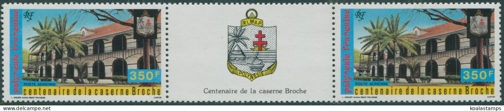 French Polynesia 1987 Sc#C224,SG506 350f Broche Army Barracks Tab Pair MNH - Altri & Non Classificati