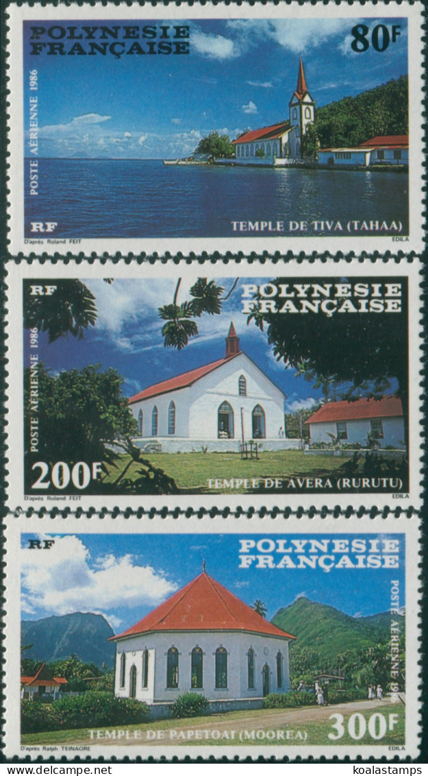 French Polynesia 1986 Sc#C221-C223,SG495-497 Protestant Churches Set MNH - Altri & Non Classificati
