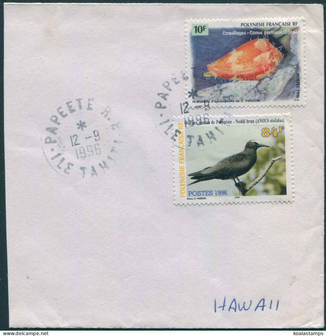 French Polynesia 1996 SG749-757 10f Shell And 84f Bird On Piece FU - Altri & Non Classificati