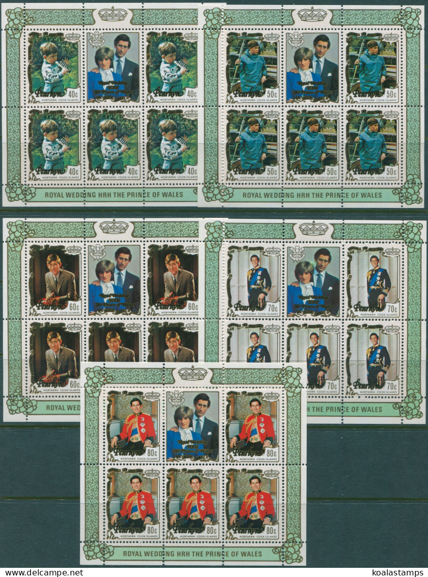 Cook Islands Penrhyn 1981 SG223-227 Royal Wedding Sheetlets MNH - Penrhyn