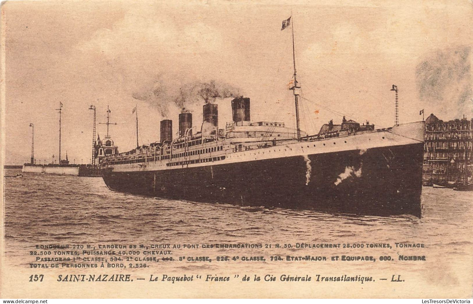 TRANSPORTS - Bateaux - Paquebots - France - De La Cie Générale Transatlantique - Saint Nazaire - Carte Postale Ancienne - Steamers