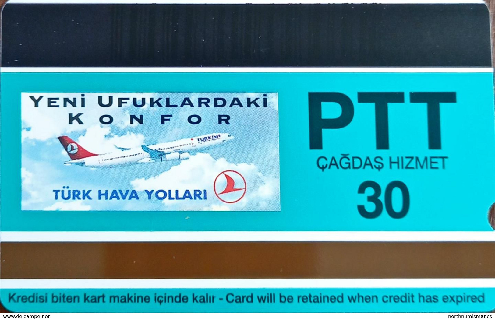 Turkey Phonecards THY Aircafts Dragon Rapid PTT 30 Units Unc - Collections