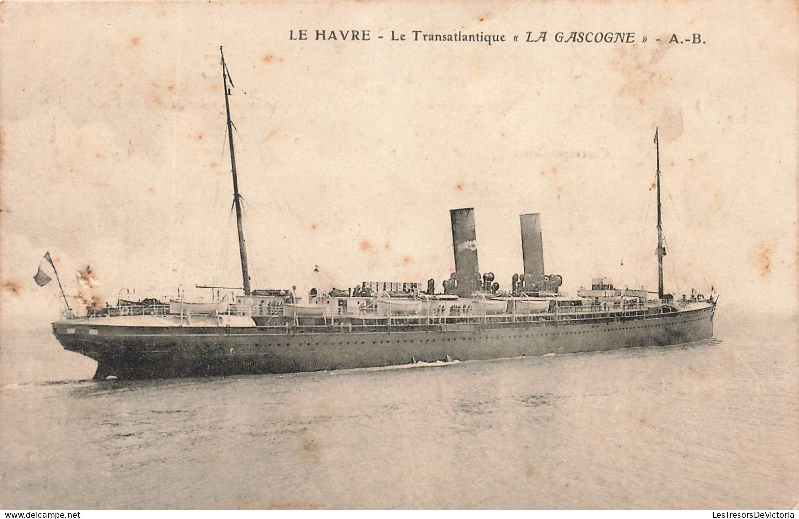 TRANSPORTS - Bateaux - Paquebots - Le Havre - Le Transatlantique - La Gascogne - A B - Carte Postale Ancienne - Dampfer