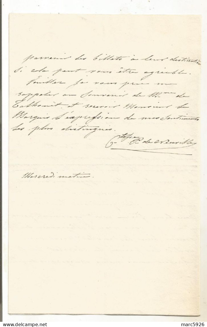 N°1916 ANCIENNE LETTRE DU COMTE DE NEUVILLE PAS DE DATE - Historische Dokumente