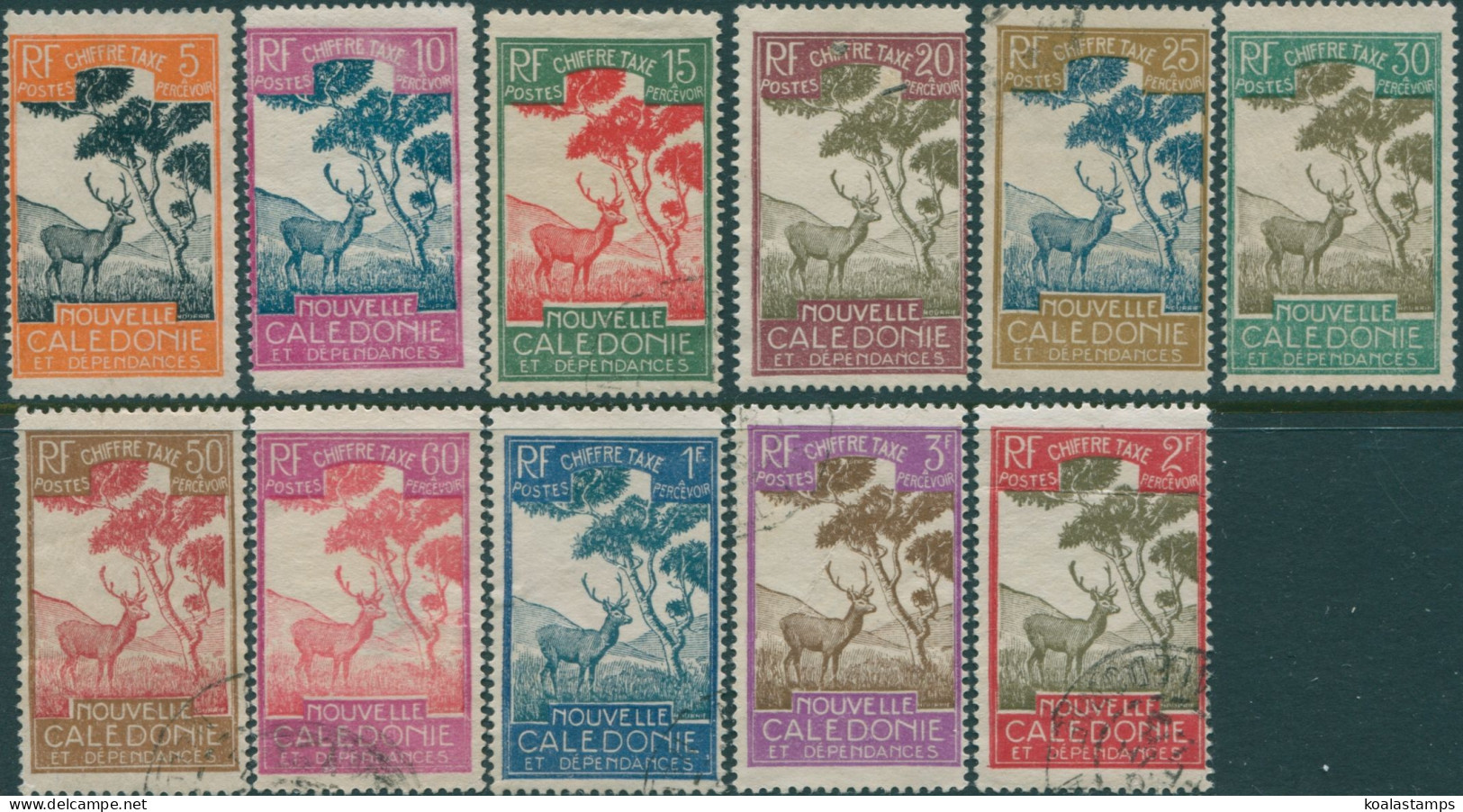 New Caledonia Due 1928 SGD181-D191 Sambar Stag FU - Altri & Non Classificati