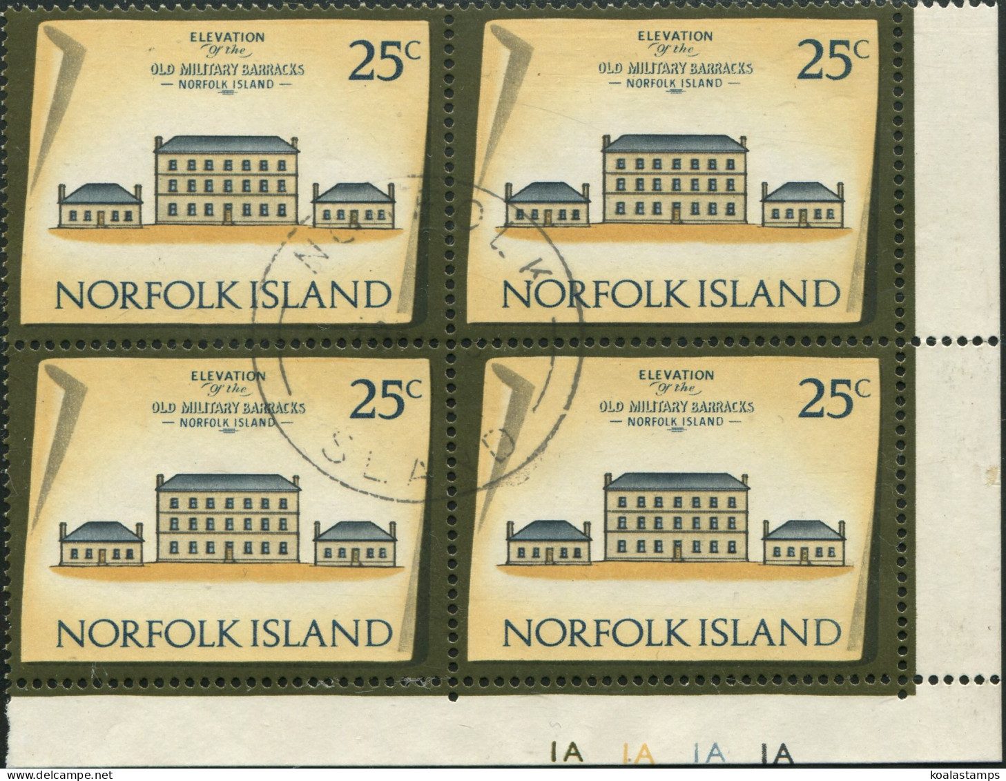 Norfolk Island 1973 SG145 25c Historic Building Block FU - Ile Norfolk