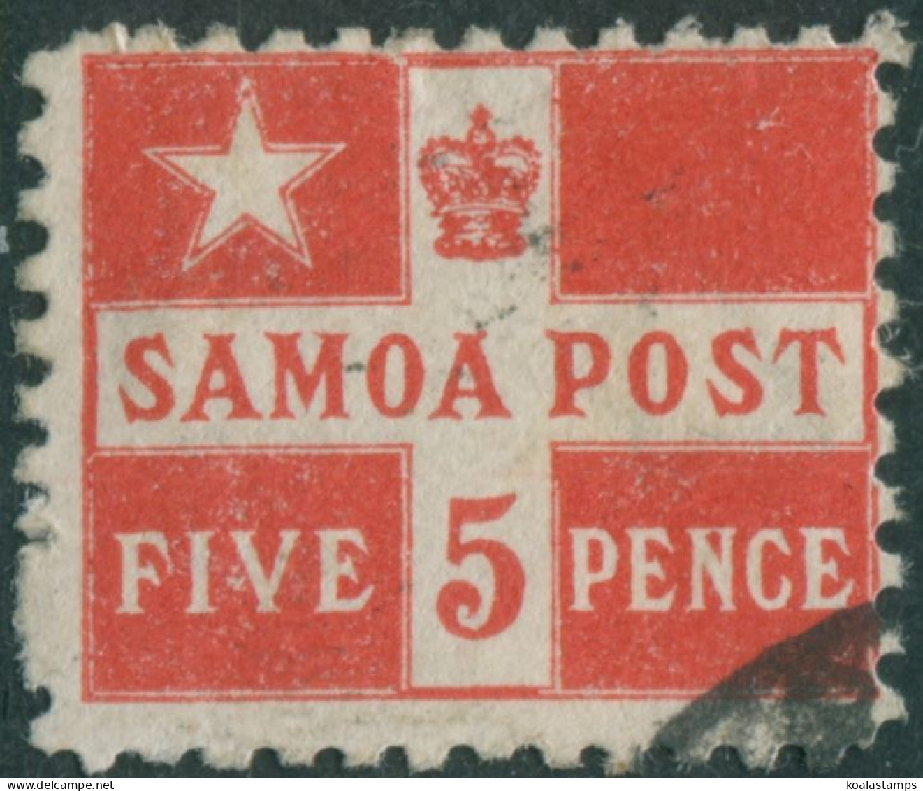 Samoa 1894 SG72a 5d Deep Red Flag FU - Samoa