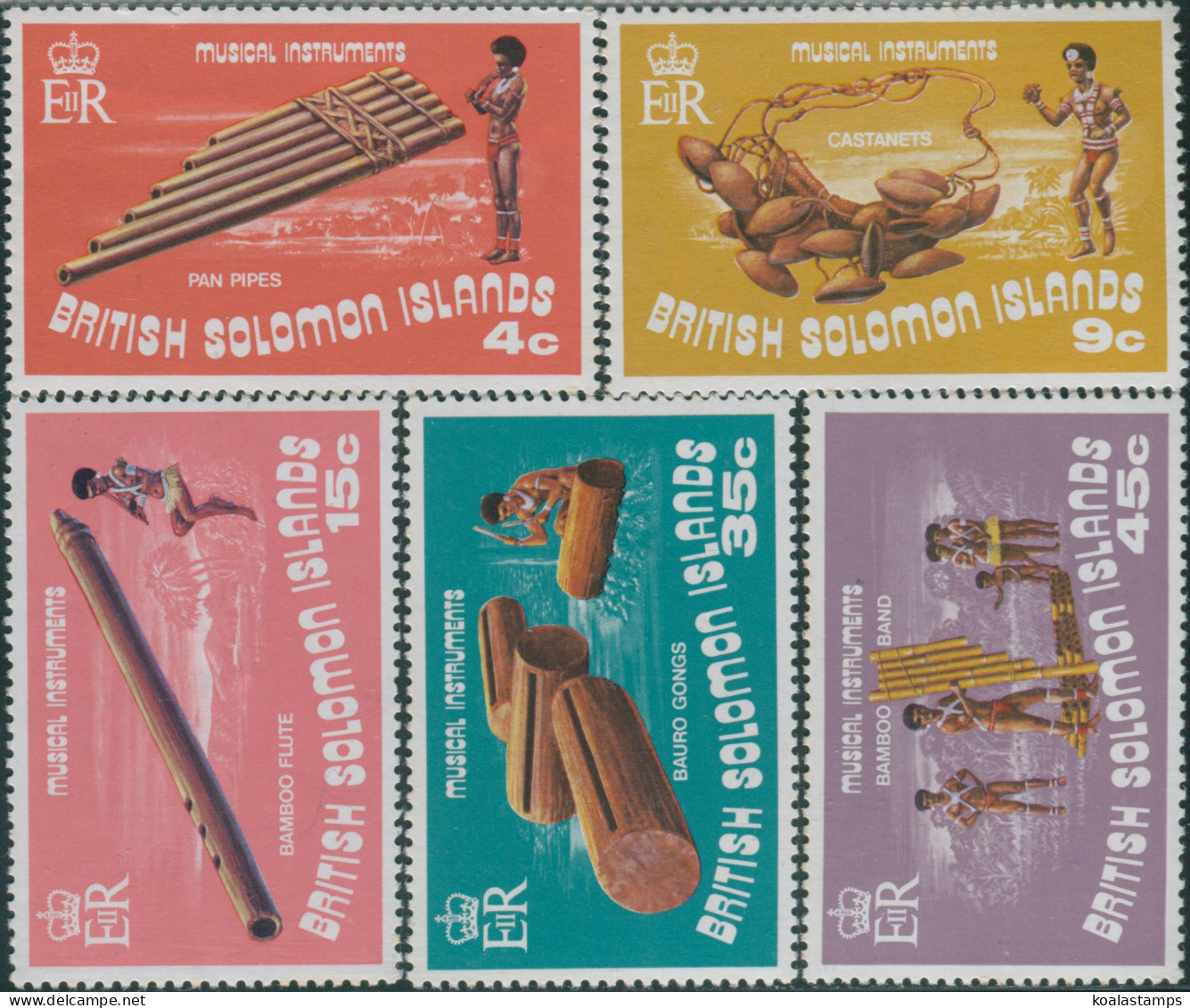 Solomon Islands 1973 SG240-244 Musical Instuments Set MLH - Salomoninseln (Salomonen 1978-...)