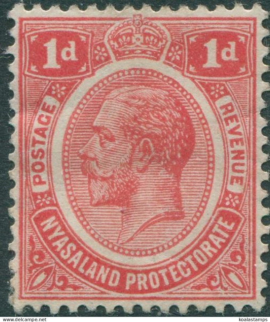 Nyasaland Protectorate 1913 SG86 1d Scarlet KGV Mult CA Wmk MH - Nyassaland (1907-1953)