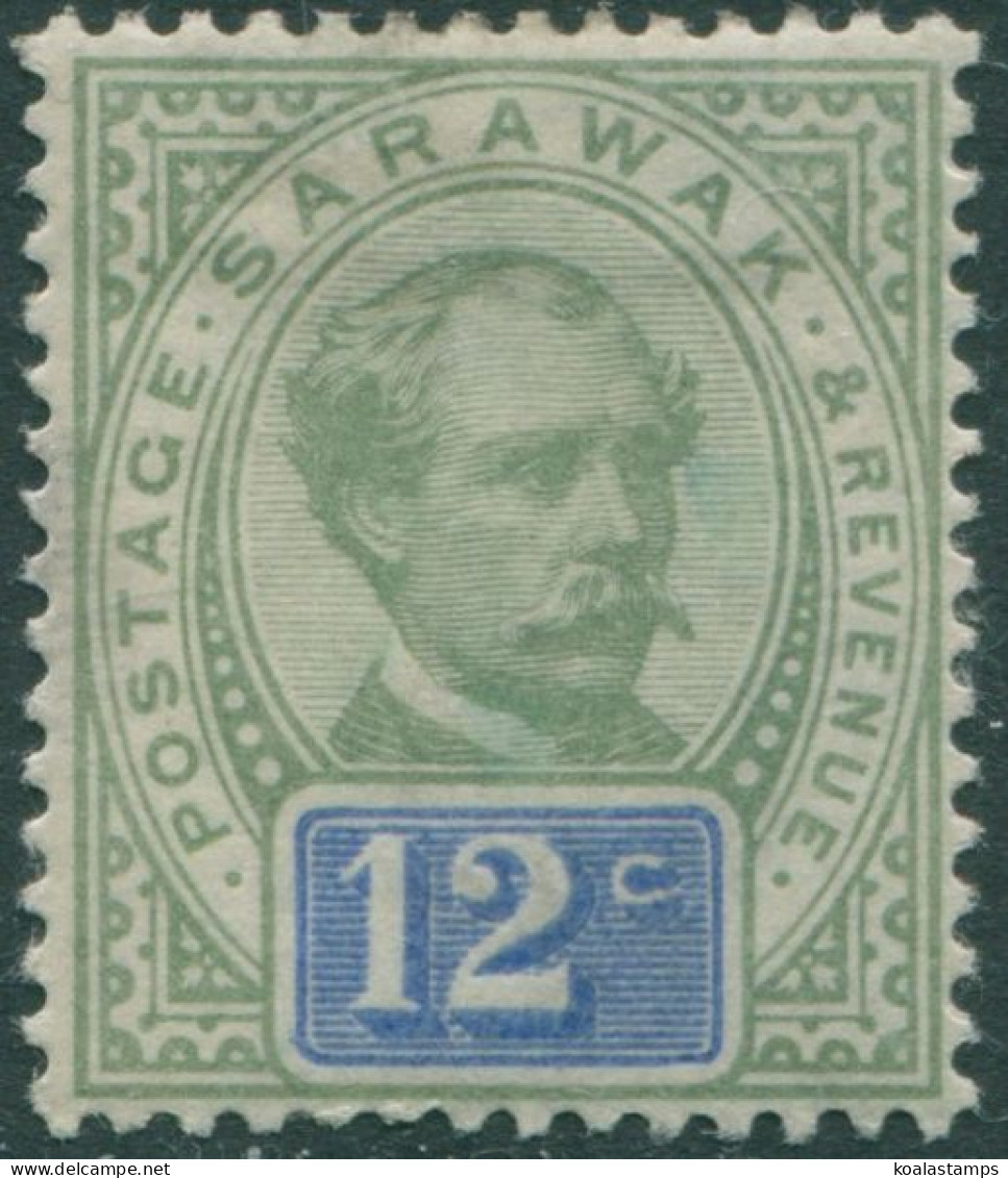 Malaysia Sarawak 1888 SG16 12c Green And Blue Brooke MLH - Sarawak (...-1963)