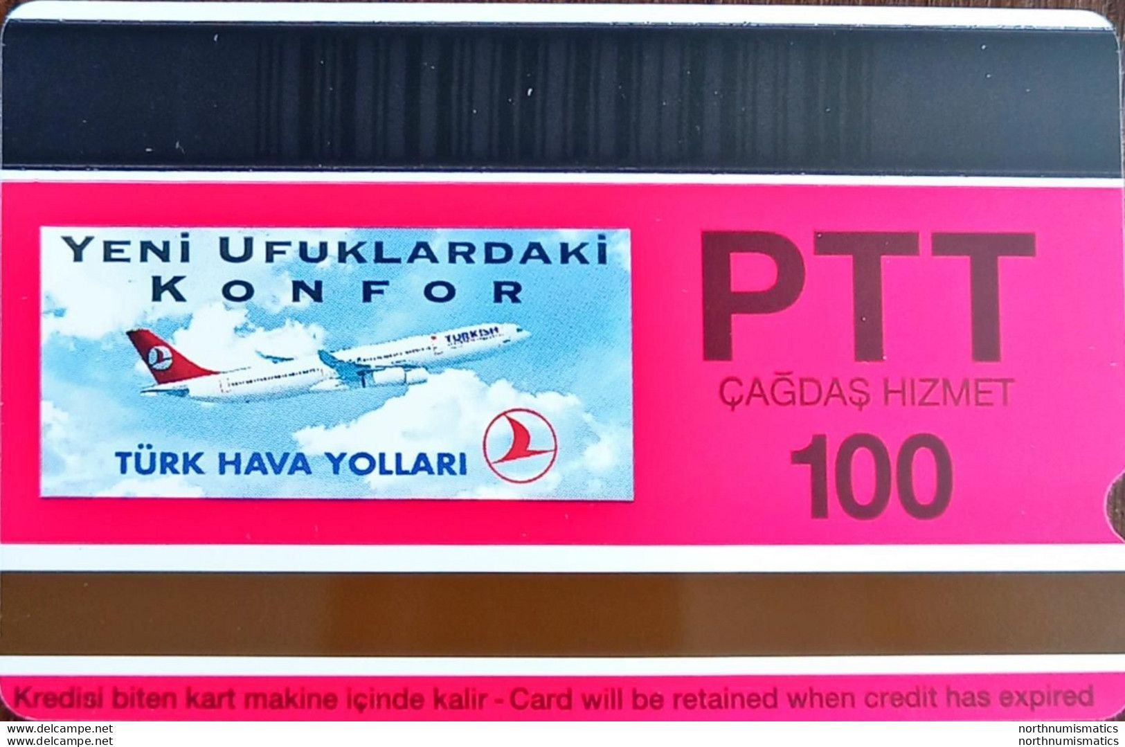 Turkıye Phonecards-THY Dragon Rapid 100 Units PTT Unused - Sammlungen