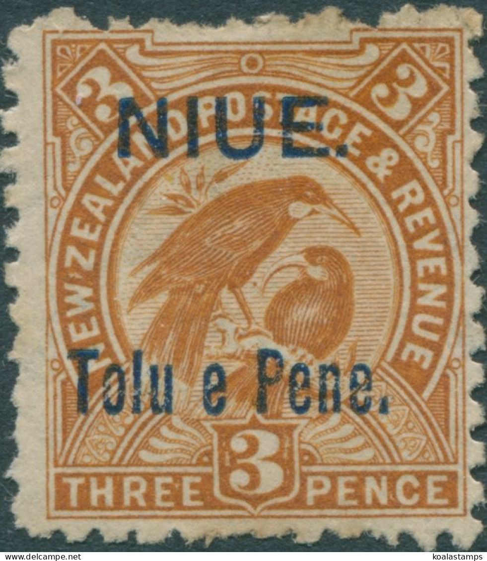 Niue 1903 SG13 Tolu E Pene On 3d Yellow-brown Huia Birds MH - Niue