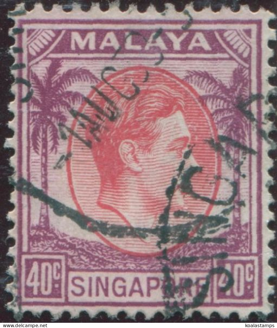 Singapore 1948 SG11 40c Red And Purple Palms KGVI FU - Singapur (1959-...)